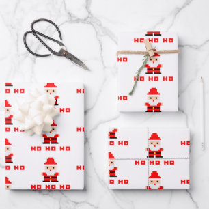 Santa Pixel Art 4 Wrapping Paper Sheet