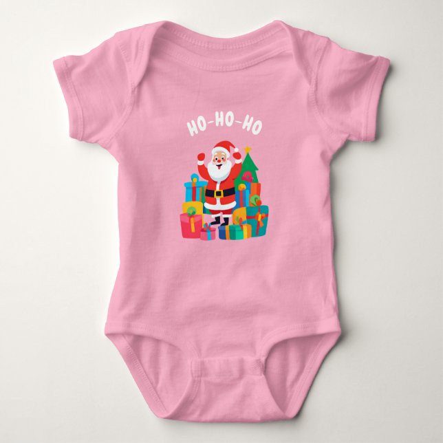 Santa Playful HO-HO-HO One Piece Bodysuit (Front)
