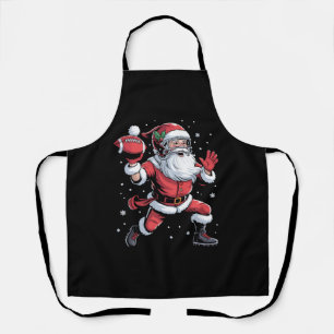 Santa Playing American Football Christmas Apron