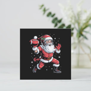Santa Playing American Football Christmas  Holiday Card