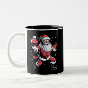 Santa Playing American Football Christmas Two-Tone Coffee Mug
