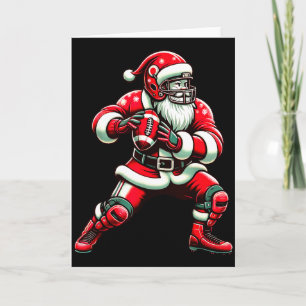 Santa Playing American Football Christmas Women Me Card