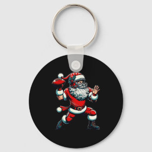 Santa Playing American Football Christmas Women Me Key Ring