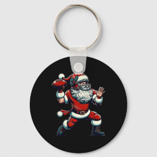 Santa Playing American Football Christmas Women Me Key Ring