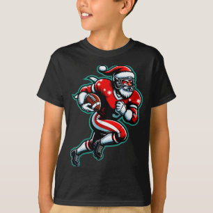 Santa Playing American Football Christmas Women Me T-Shirt