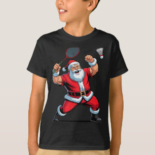 Santa Playing Badminton Funny Holiday Christmas Xm T-Shirt