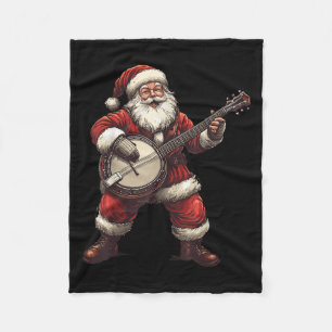 Santa Playing Banjo Funny Banjo Player Bluegr Chri Fleece Blanket