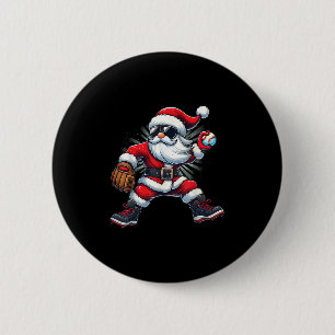 Santa Playing Baseball As Tcher Boys Kids Teens Ch 6 Cm Round Badge