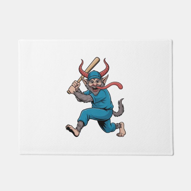 Santa Playing Baseball Christmas Baseball Player  Doormat (Front)