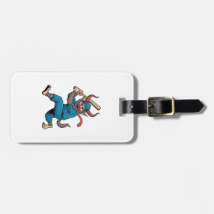 Santa Playing Baseball Christmas Baseball Player Luggage Tag