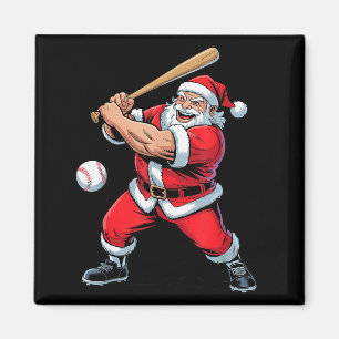 Santa Playing Baseball Funny Holiday Christmas Xma Magnet