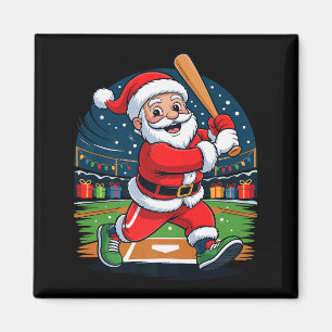 Santa Playing Baseball Funny Holiday Christmas Xma Magnet