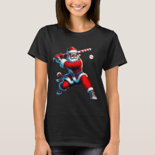 Santa Playing Baseball Men Boys Christmas Baseball T-Shirt