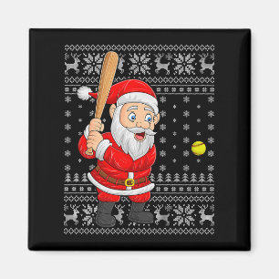 Santa Playing Baseball Softball Ugly Christmas Swe Magnet