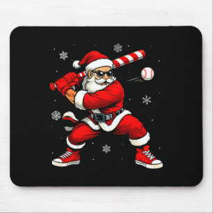 Santa Playing Baseball Xmas Funny Christmas Baseba Mouse Pad