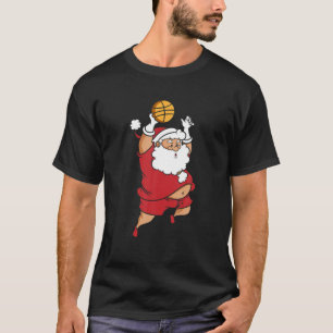 Santa Playing Basketball Christmas Pajama Cool Spo T-Shirt