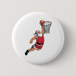 Santa Playing Basketball Christmas Sport Lovers 6 Cm Round Badge