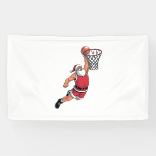 Santa Playing Basketball Christmas Sport Lovers Banner