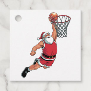 Santa Playing Basketball Christmas Sport Lovers  Favour Tags