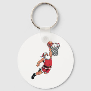 Santa Playing Basketball Christmas Sport Lovers Key Ring