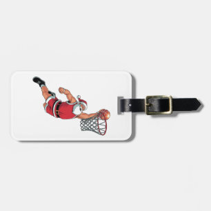 Santa Playing Basketball Christmas Sport Lovers  Luggage Tag