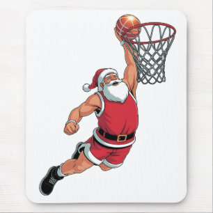 Santa Playing Basketball Christmas Sport Lovers Mouse Pad