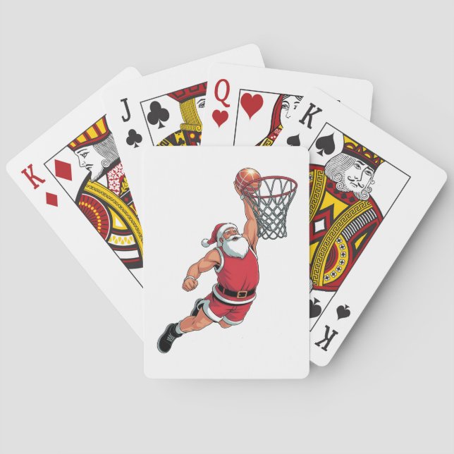 Santa Playing Basketball Christmas Sport Lovers  Playing Cards (Back)