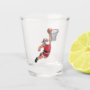 Santa Playing Basketball Christmas Sport Lovers  Shot Glass
