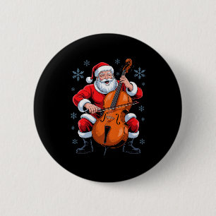 Santa Playing Cello Funny Holiday Chrismas Xmas Pa 6 Cm Round Badge