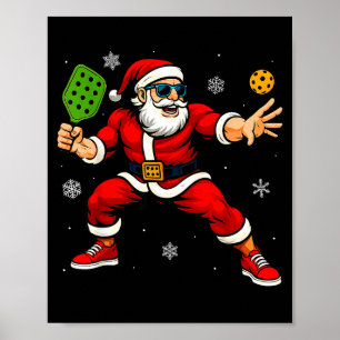 Santa Playing Ckleball Xmas Funny Christmas Ckleba Poster