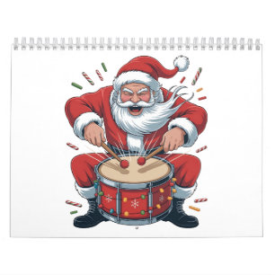 Santa Playing Drums Christmas Drummer Xmas  Calendar