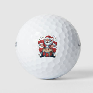 Santa Playing Drums Christmas Drummer Xmas Golf Balls