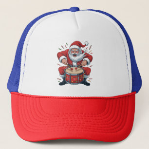 Santa Playing Drums Christmas Drummer Xmas  Trucker Hat