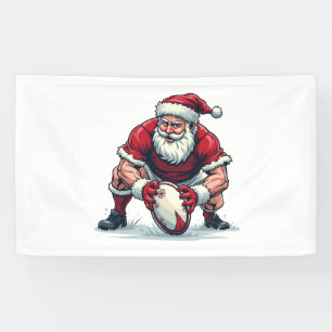 Santa Playing Football Fantasy Christmas Player Banner