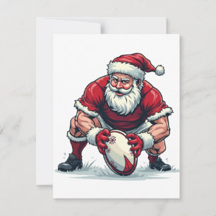 Santa Playing Football Fantasy Christmas Player Card