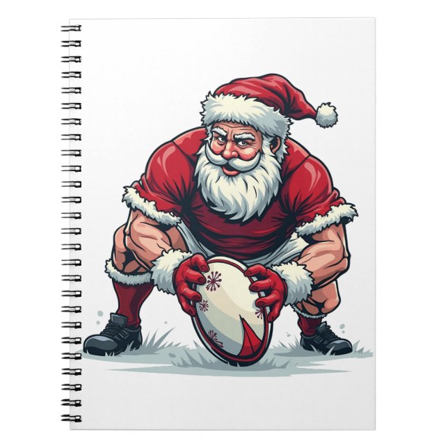 Santa Playing Football Fantasy Christmas Player Notebook (Front)