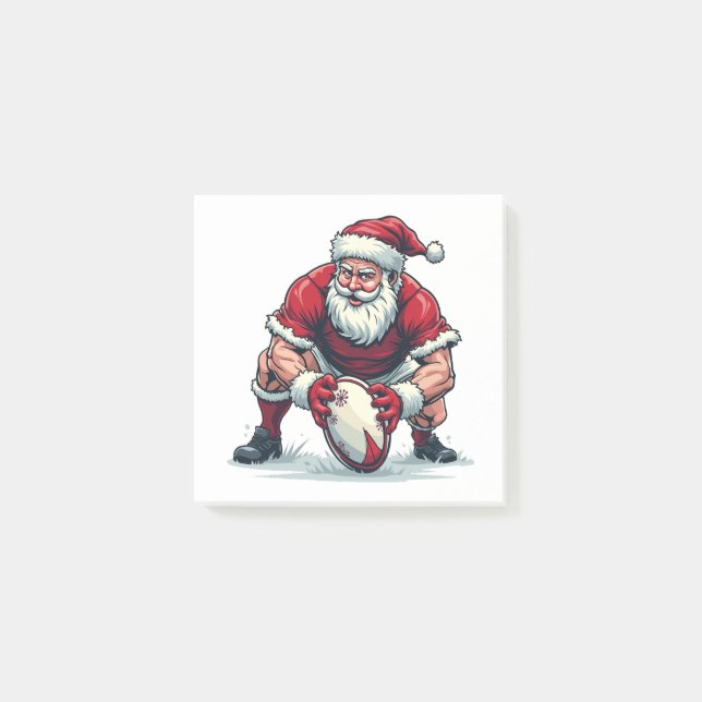 Santa Playing Football Fantasy Christmas Player Post-it Notes (Front)