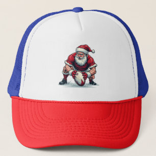 Santa Playing Football Fantasy Christmas Player Trucker Hat
