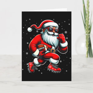 Santa Playing Football Men Boys Christmas Football Card
