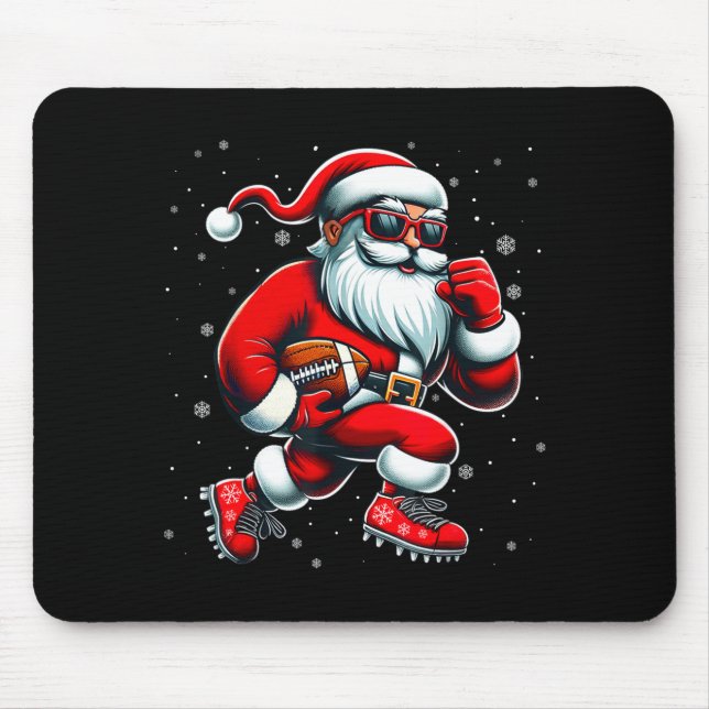 Santa Playing Football Men Boys Christmas Football Mouse Pad (Front)