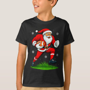 Santa Playing Football Xmas Funny Christmas Footba T-Shirt
