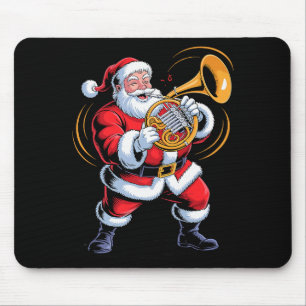 Santa Playing French Horn Funny Holiday Chrismas X Mouse Pad