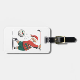 Santa Playing Golf Christmas Player Golfer Luggage Tag