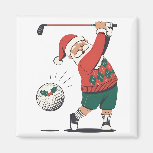 Santa Playing Golf Christmas Player Golfer  Magnet (Front)