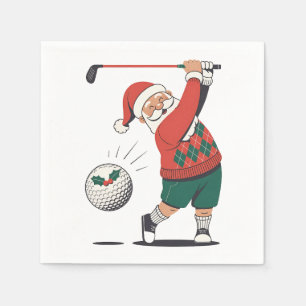 Santa Playing Golf Christmas Player Golfer Napkin