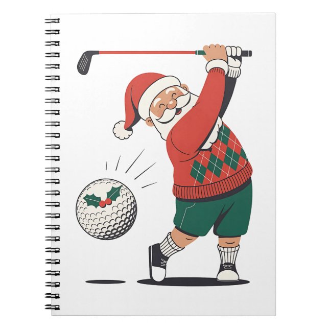 Santa Playing Golf Christmas Player Golfer  Notebook (Front)