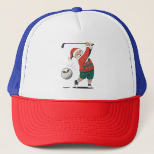 Santa Playing Golf Christmas Player Golfer  Trucker Hat