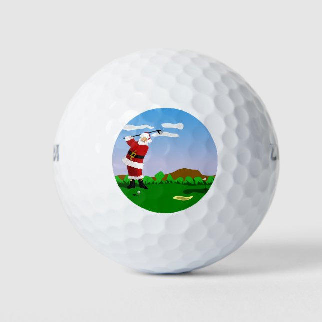 Santa Playing Golf Golf Balls (Front)
