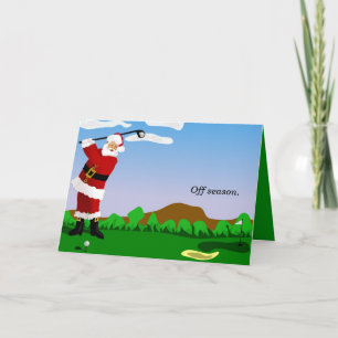 Santa Playing Golf Holiday Card