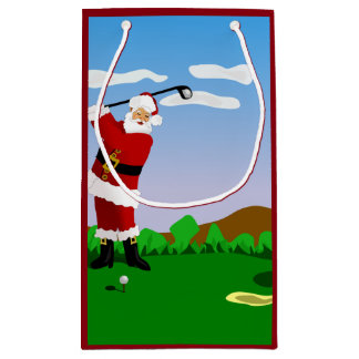 Santa Playing Golf Small Gift Bag